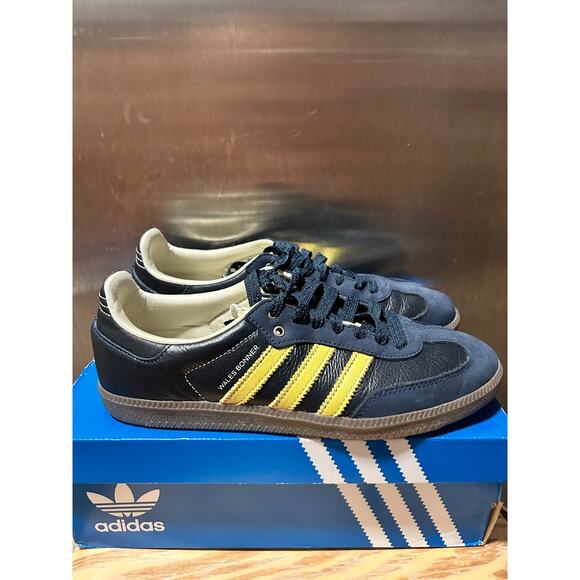 Size 9.5 - adidas Wales Bonner x Samba Collegiate Navy Yellow - Picture 2 of 9